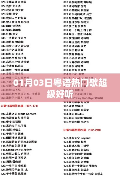 粤语热门歌曲精选,每日更新超好听旋律