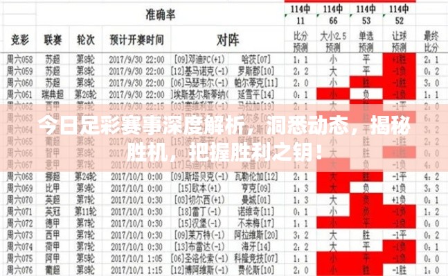 今日足彩赛事深度解析,洞悉动态,揭秘胜机,把握胜利之钥!
